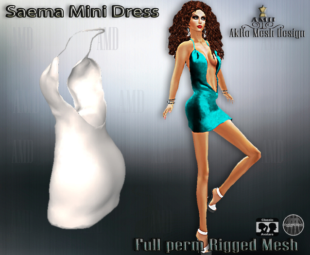 Saema Mini Dress Full Perm Mesh-AkRo Design