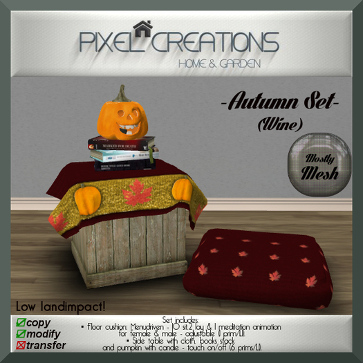 [PC] AUTUMN SET - TABLE & CUSHION (WINE) (Boxed)
