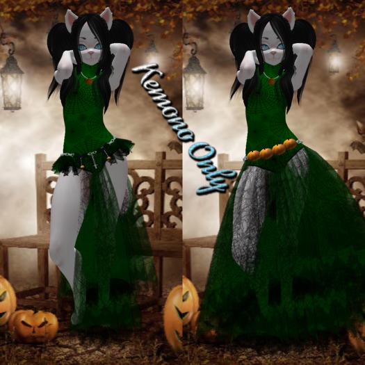Spider Web Dress Dark Green Kemono ((BAGGED))