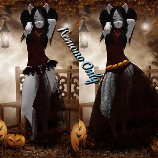 Spider Web Dress Dark Brown Kemono ((BAGGED))