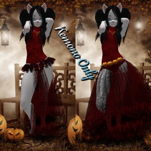 Spider Web Dress Dark Red Kemono ((BAGGED))