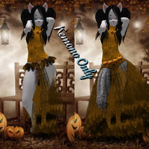Spider Web Dress Orange Kemono ((BAGGED))