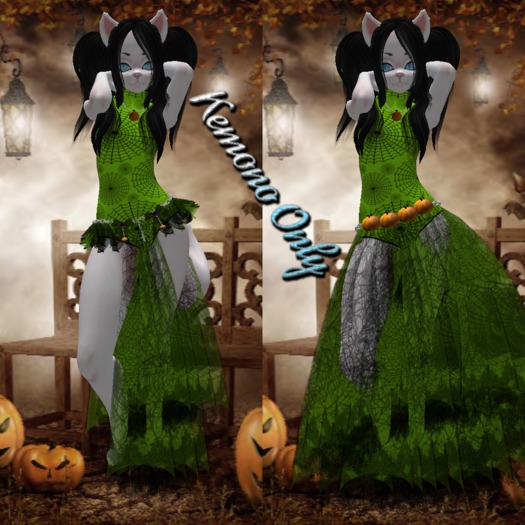 Spider Web Dress Lime Kemono ((BAGGED))