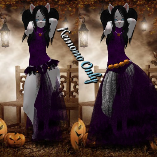 Spider Web Dress Purple Kemono ((BAGGED))