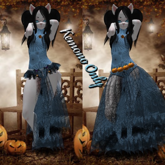 Spider Web Dress Baby Blue Kemono ((BAGGED))
