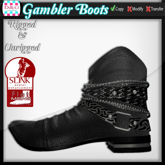 D&G Gambler Boots Raven {Slink Mens}BOX