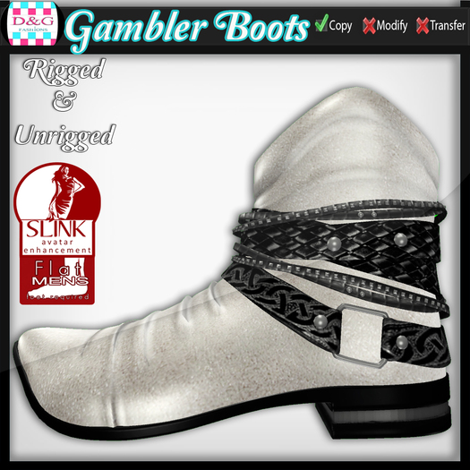 D&G Gambler Boots BONE {Slink Mens}BOX