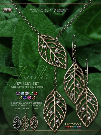 EarthStones Feuilles Jewelry Set (wear to unpack)