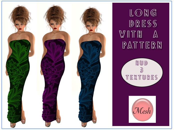 Long dress with a pattern _HUD _Mesh