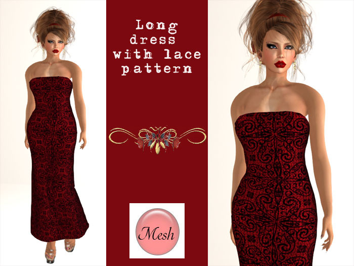 Long dress with lace pattern - Mesh