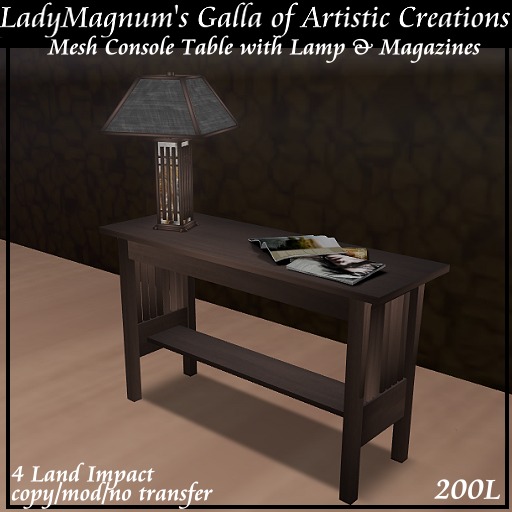 LadyM's Mesh Console Table with Lamp & Mags - No 8