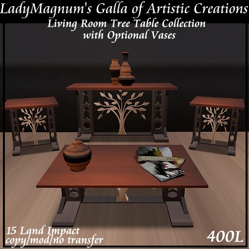 LadyM's Living Room Tree Table Collection in Tri Wood