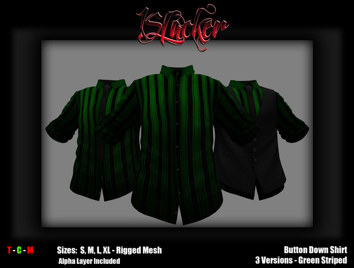 [!SL] Button Down Shirt - Green Striped