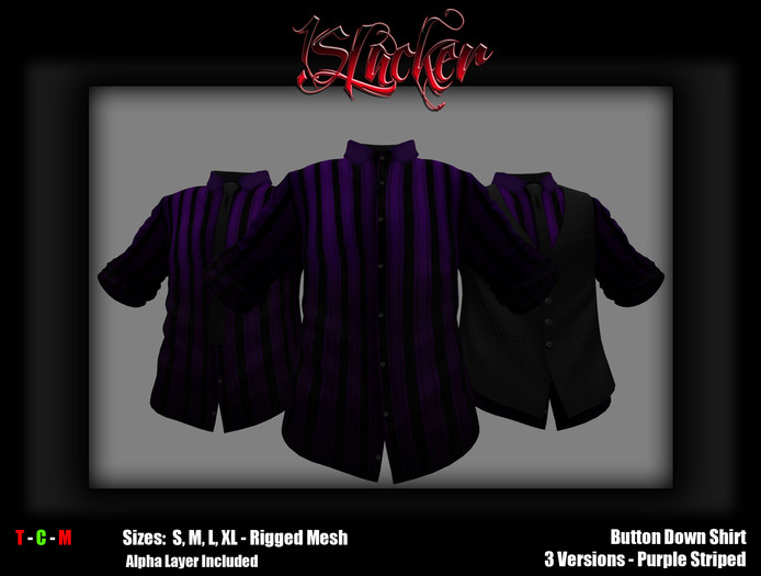 [!SL] Button Down Shirt - Purple Striped