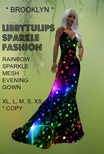 * Brooklyn * Rainbow Sparkle Mesh Evening Gown (box)