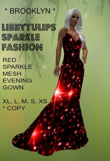 * Brooklyn * Red Sparkle Mesh Evening Gown (box)