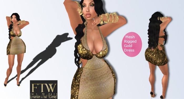 {Fashion That Works} Mesh Rigged Gold Dress