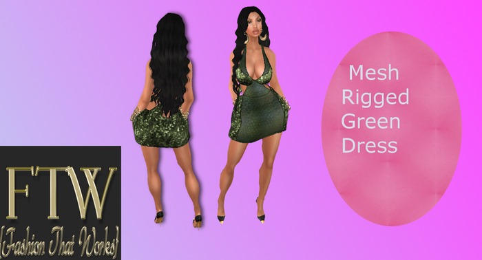 {Fashion That Works} Mesh Rigged Green Dress