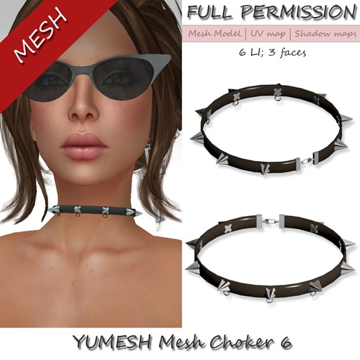 YUMESH mesh Choker #6 Spikes Full Perm