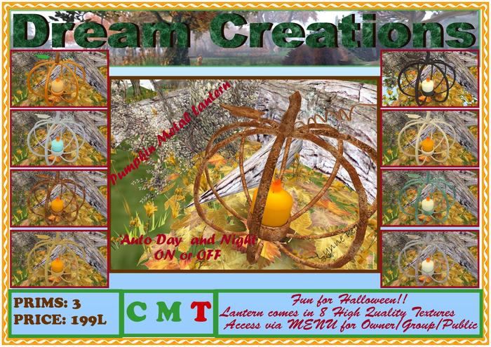 Dream Creations Pumpkin Metal Lantern