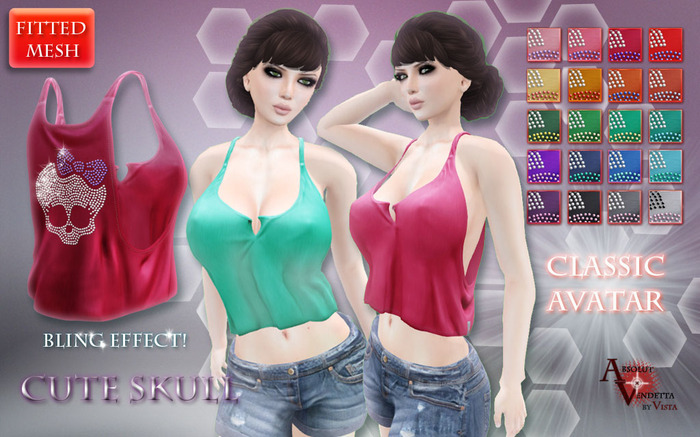 Absolut Vendetta [LAUNCH PROMO]-Loose tanktop *CUTE SKULL* CLASSIC