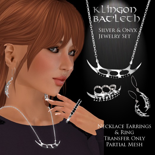 Exquisite Klingon Bat'leth Jewelry Set