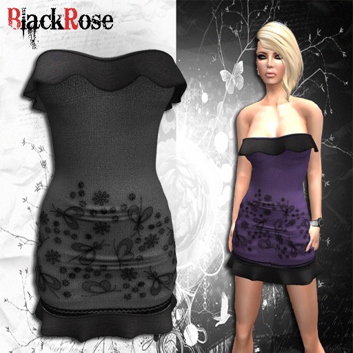 BlackRose Ruffle Dress Embroider Black