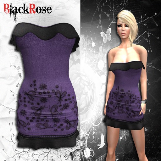 BlackRose Ruffle Dress Embroider Purple