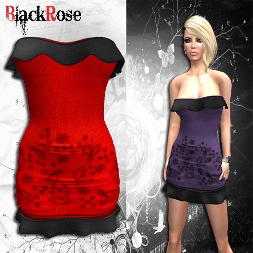 BlackRose Ruffle Dress Embroider Red