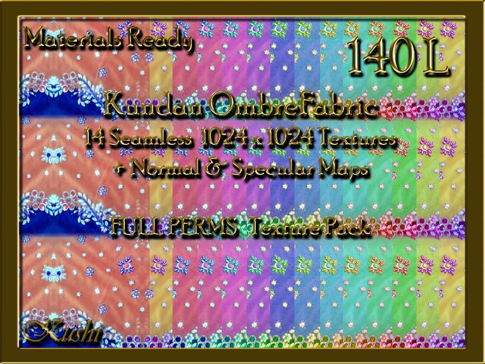 *Kushi* Kundan Ombre Fabric Seamless Textures Materials Ready Full Perms 1024x1024 Tileable Repeating