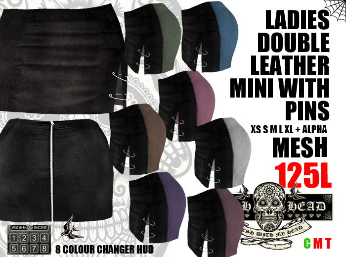 Mesh Head - Double Leather Mini With Pins - All Sizes