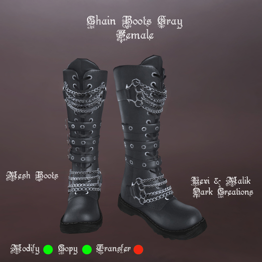 Chain Boots Gray Female