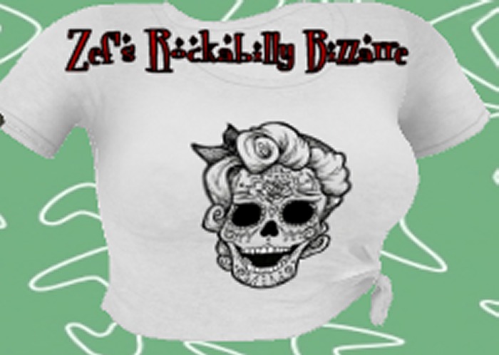Zef's Rockabilly Mesh Knotted T skullgirl