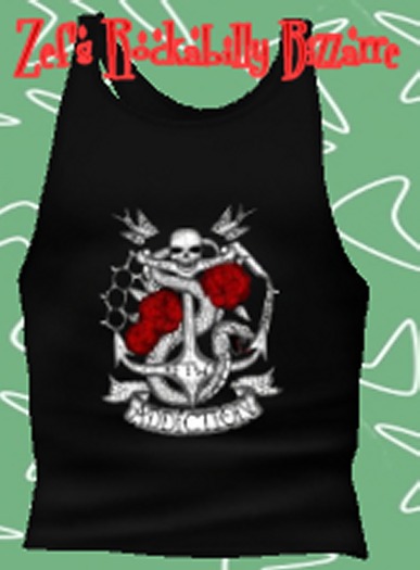 Zef's Rockabilly Mens Mesh tank Addiction pin up anchor