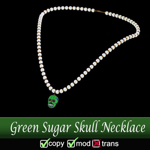 "Dia de los Muertos"-Green Sugar Skull Necklace