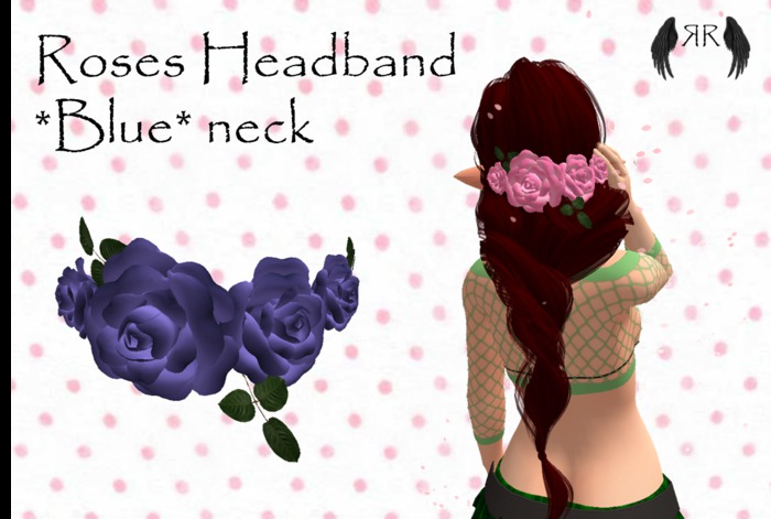 *RR* Roses headband neck blue
