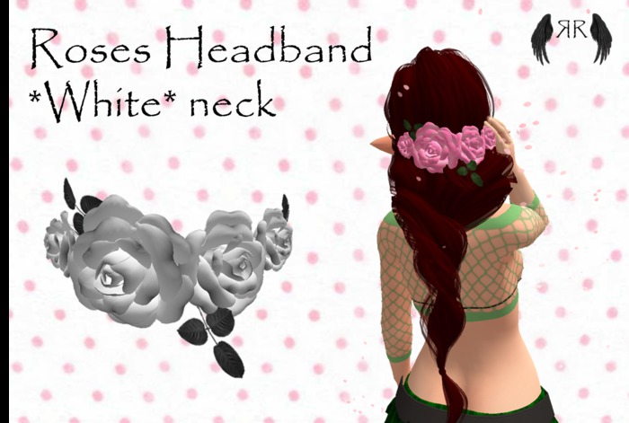 *RR* Roses headband neck white