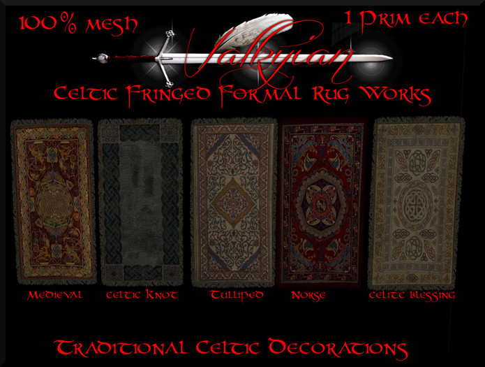 ~Valkyrian~ Celtic Fringed Formal Rug Works