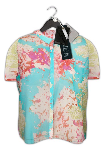 Rebel Gal :: Multi Floral Shirt/Turquoise.