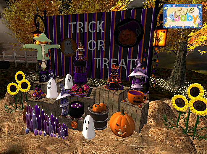 Live Halloween Party Cake table w Painel