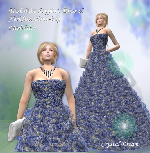 Mesh Blue Sapphire Dress & Neckless, Handbag 00 box