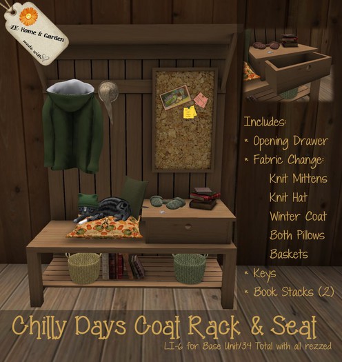 *ZK* Chilly Days Mesh Coat Rack & Seat [Crate]