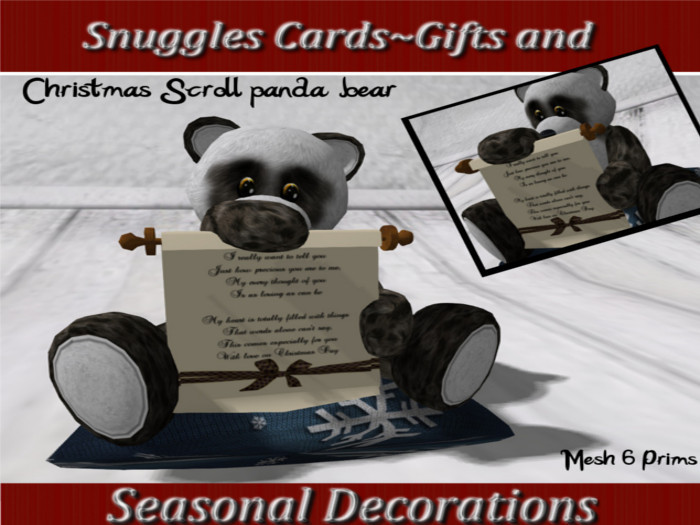'Snuggle' Christmas Scroll panda bear