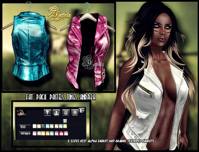 *DAFNIS FAT PACK VEST COATS LEATHER WOMEN MESH PASTEL TONES