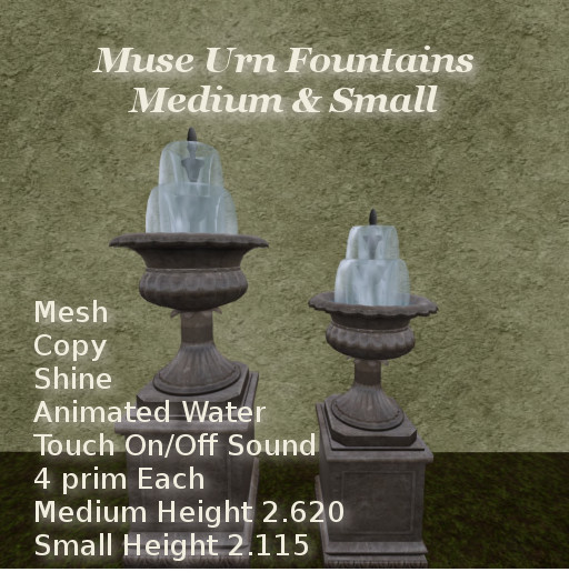 Muse Urn Fountain Med & Sm
