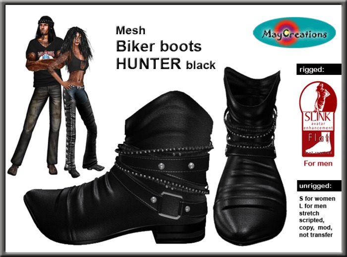 MayCreations OSSM biker boots boots skulls & roses