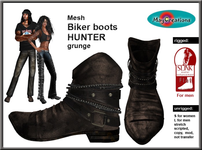 MayCreations OSSM biker boots boots skulls & roses