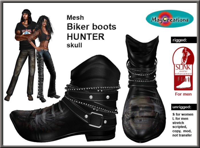 MayCreations Hunter biker boots skull