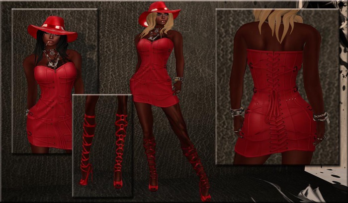 ~*DS*~ FEMALE STRAPPED OUTFIT / RED / MESH