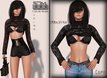 [TM]Mesh_B/W Print Rolled Up Sweater